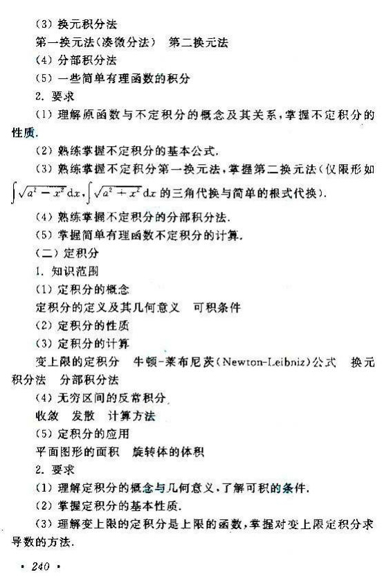 貴州成人高考專升本高等數(shù)學(xué)考試大綱