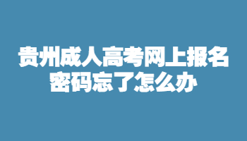 貴州成人高考網上報名密碼忘了怎么辦
